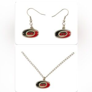 Carolina Hurricanes Earrings and Necklace Set - Brand New - NHL Licensed